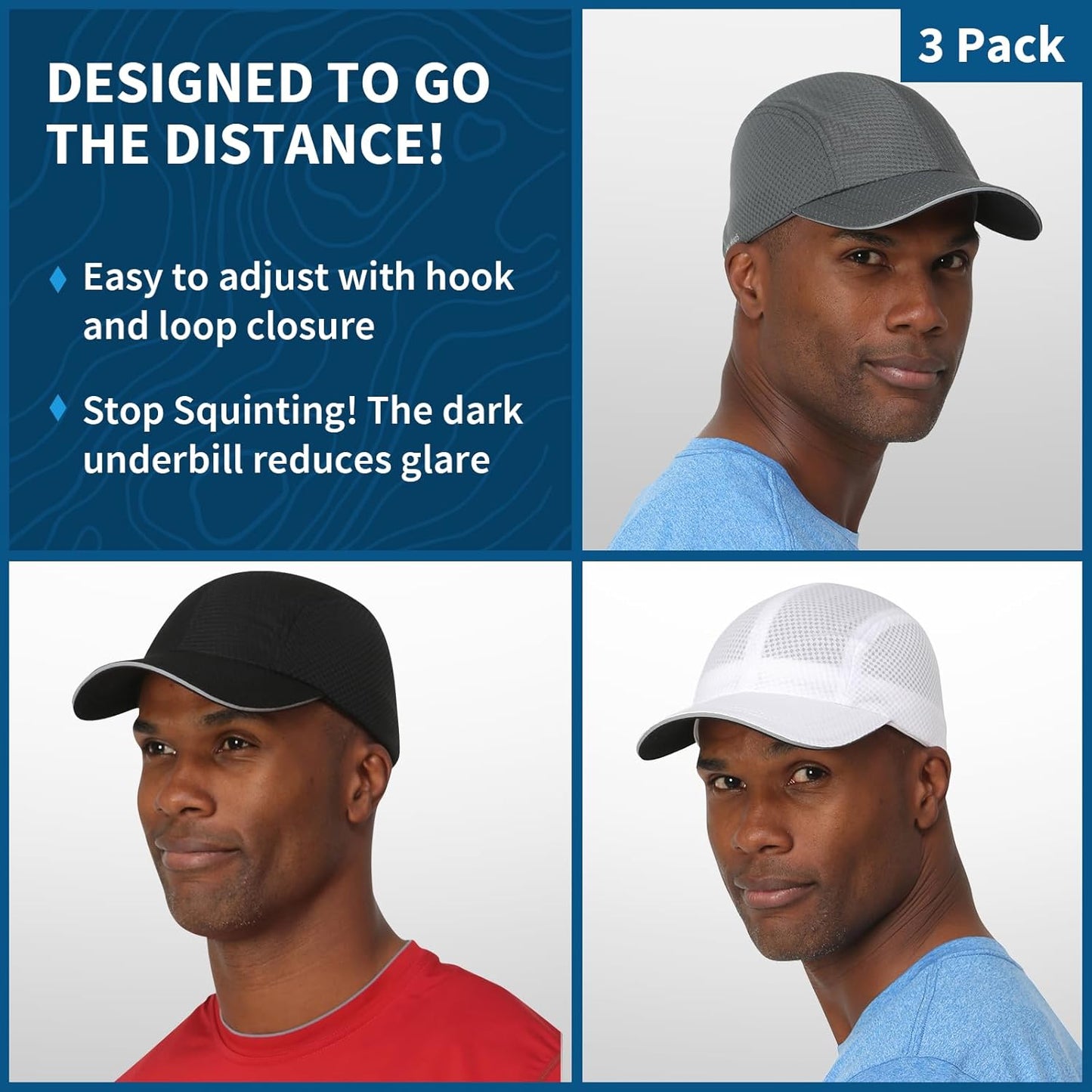 TrailHeads Performance Mens Running Hat - Lightweight, Quick Dry Workout Hats for Men - Athletic Sports Cap for Tennis, Gym