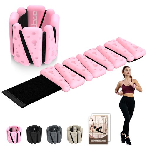 Wrist Ankle Weights for Women 2 Lbs, Adjustable Silicone Weighted Bangles for Arm & Leg Workouts, Wearable Weighted Bracelet for Pilates, Yoga, Barre, Walking and Pool Exercise (Set of 2)