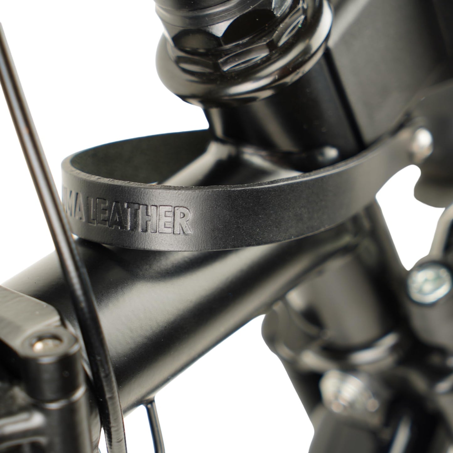 Leather Front Carrier Block Strap for Brompton Bicycle (Black)