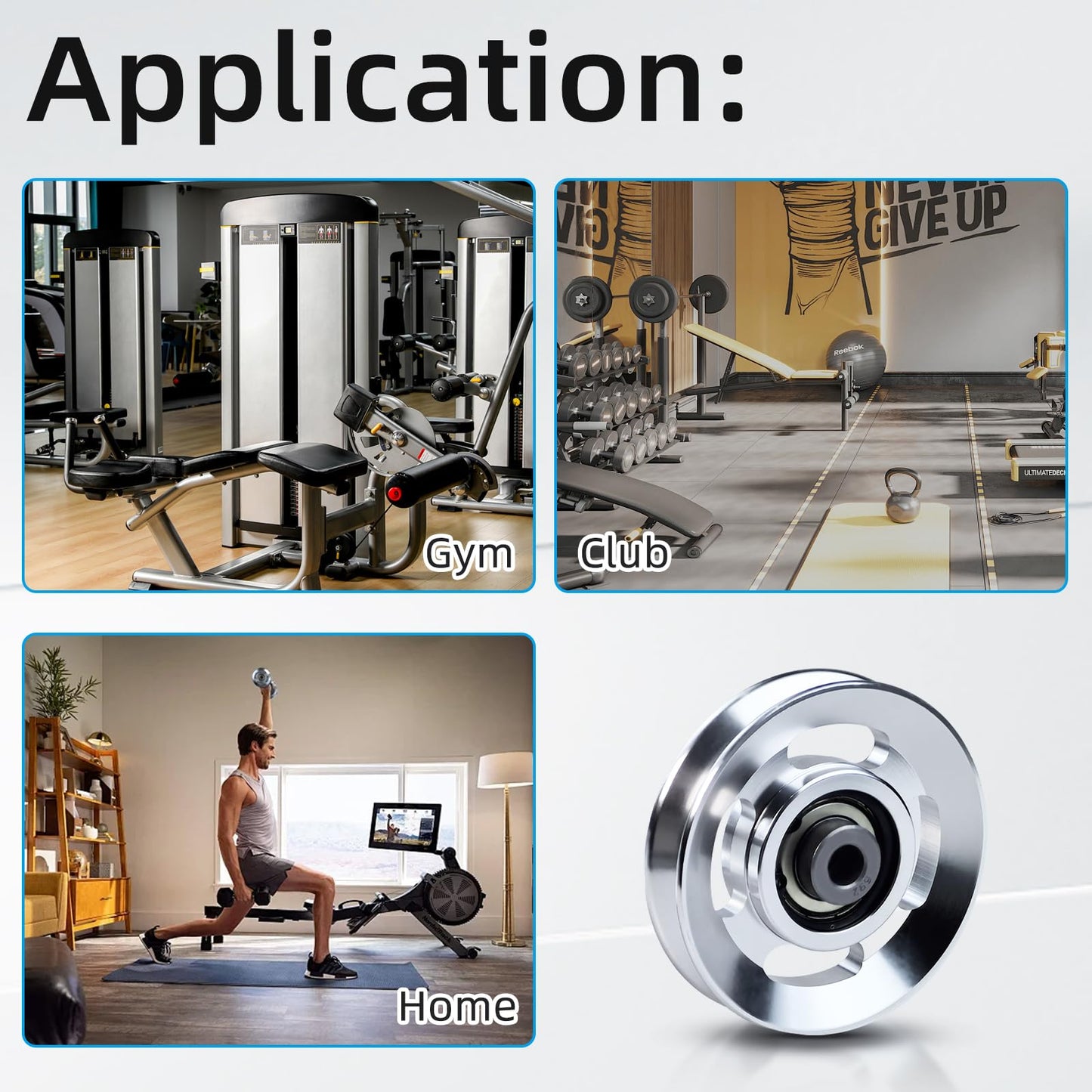 Aluminum Alloy Bearing Pulley Wheel, Universal Sliver Strength Training Equipment Pulley Wheel Gym Accessory, Fitness Pulley Wheel for Gym Equipment Part Cable Merchine (88mm)