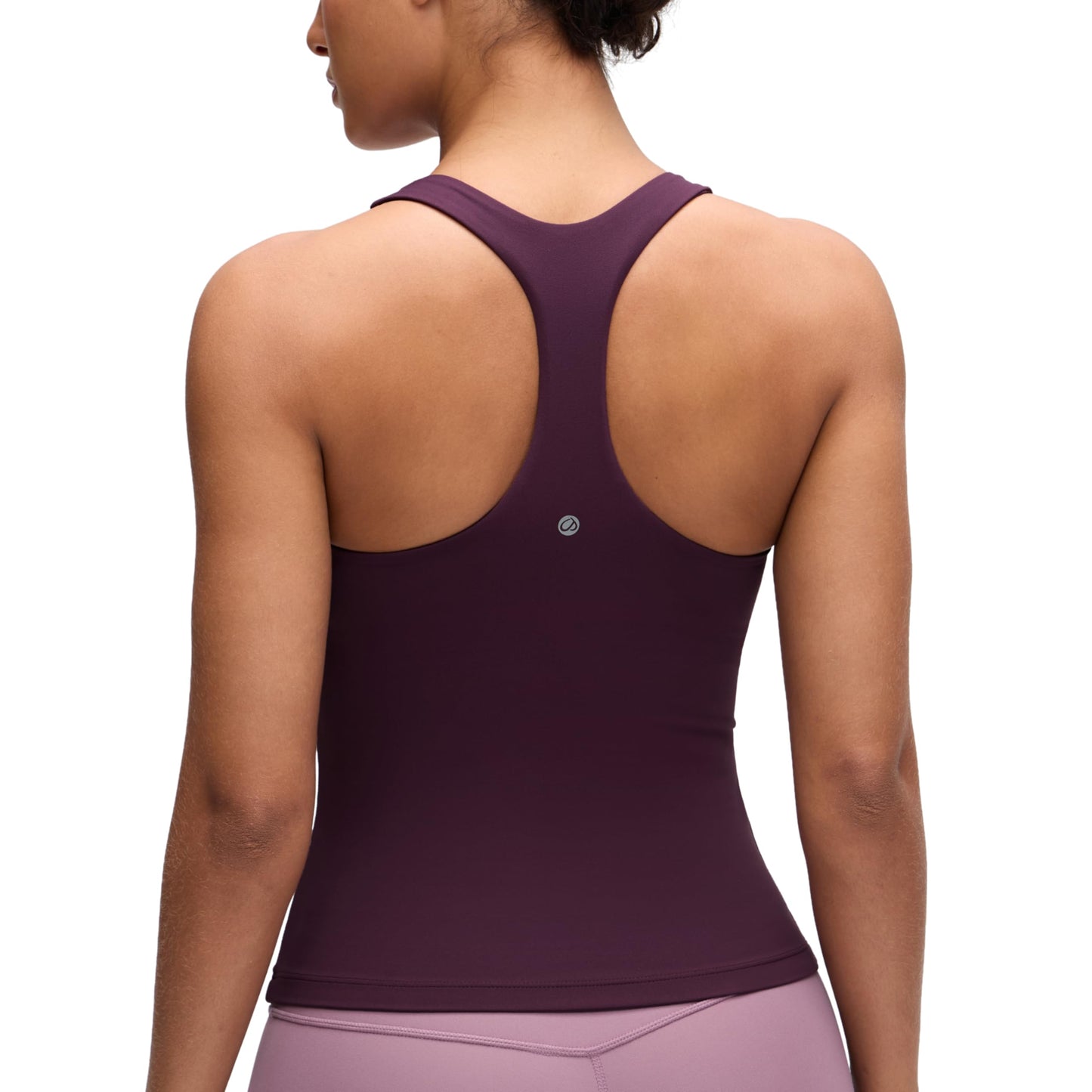 CRZ YOGA Butterluxe Workout Racerback Tank Tops for Women - Padded Athletic Spandex Yoga Shirts with Built in Bra Deep Purple Small