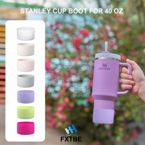 Silicone Boot & Cup Cover for Stanley 30/40 oz Quencher - Anti-Slip Bottom Sleeve