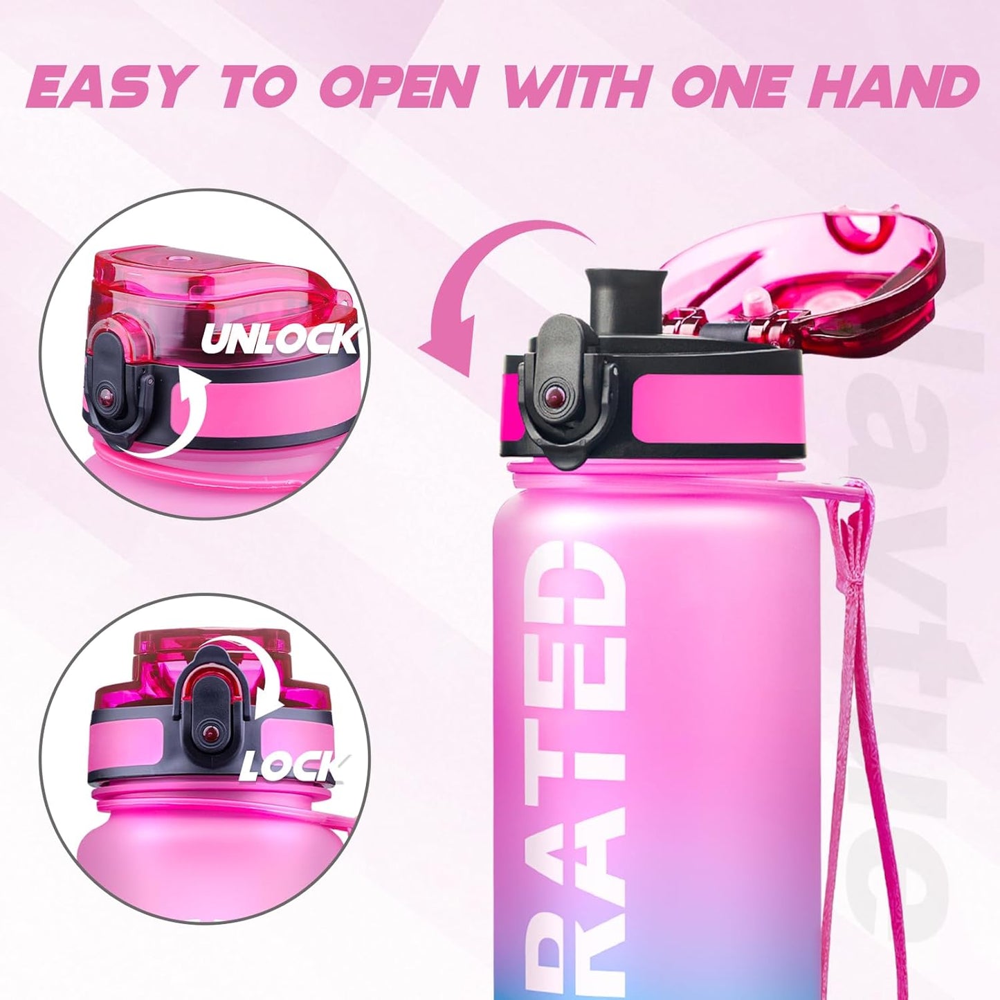 32oz Motivational Sports Water Bottle | BPA-Free Tritan | Leakproof & Portable