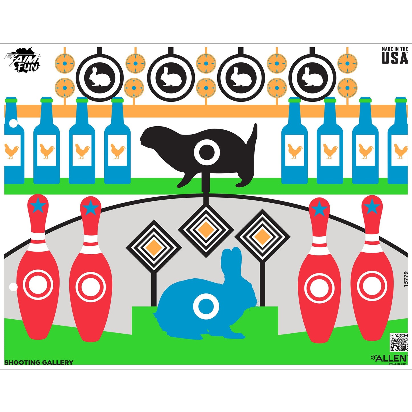 EZ Aim Fun Gallery Paper Shooting Target, 23" x 19," 4-Pack, Multi