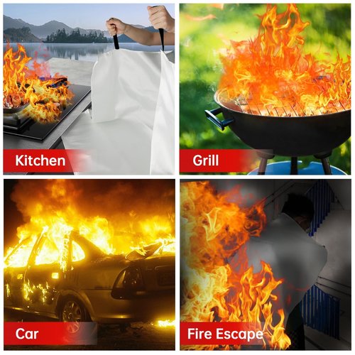 Demiwise Fire Blankets for Home and Kitchen,4-Pack 40"x40" Emergency Fire Safety Blankets for People House Car Office Warehouse Emergency Survival Safety