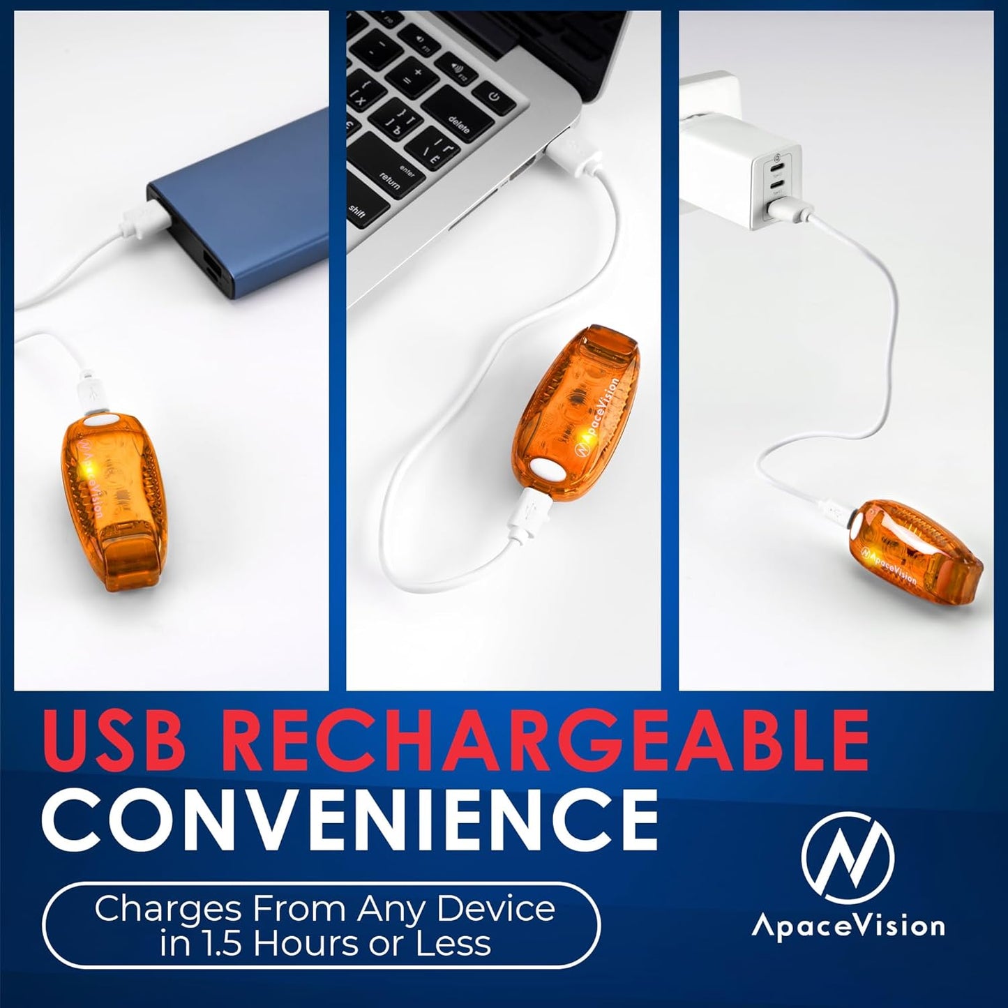 EverLightFX USB Rechargeable LED Safety Light (2 Pack) by Apace - Super Bright Bike Tail Light Works Brilliantly as Running Light for Joggers, Pets, Bicycle Strobe or Rear Clip On Lights