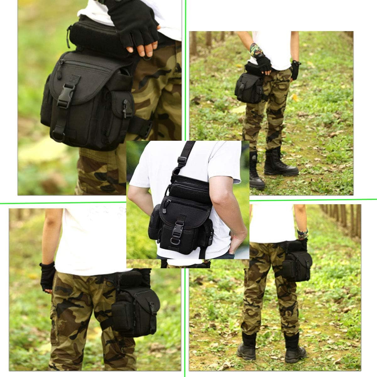 Tactical Drop Leg Bag with Pistol Holster - Leg Panel Thigh Leg Waist Bag Fanny Pack Multipurpose Carry Concealed Gun Ammo Pouch for Handgun Shooting Range Sport