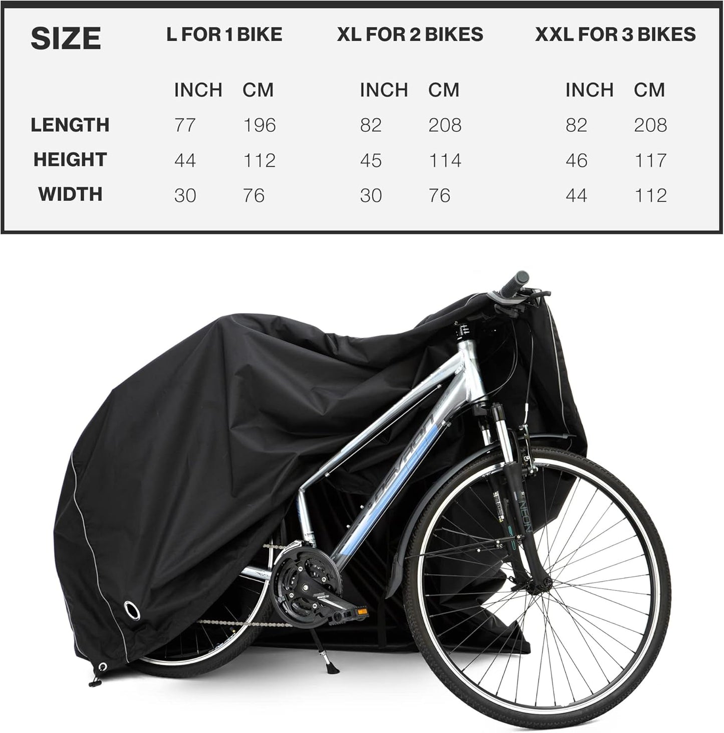 TeamObsidian Bike Cover - Waterproof Outdoor & Indoor Bicycle Storage For 1 to 3 Bikes - Heavy Duty Ripstop 210D Tent Material - Stationary Electric Bike Protection for All Seasons