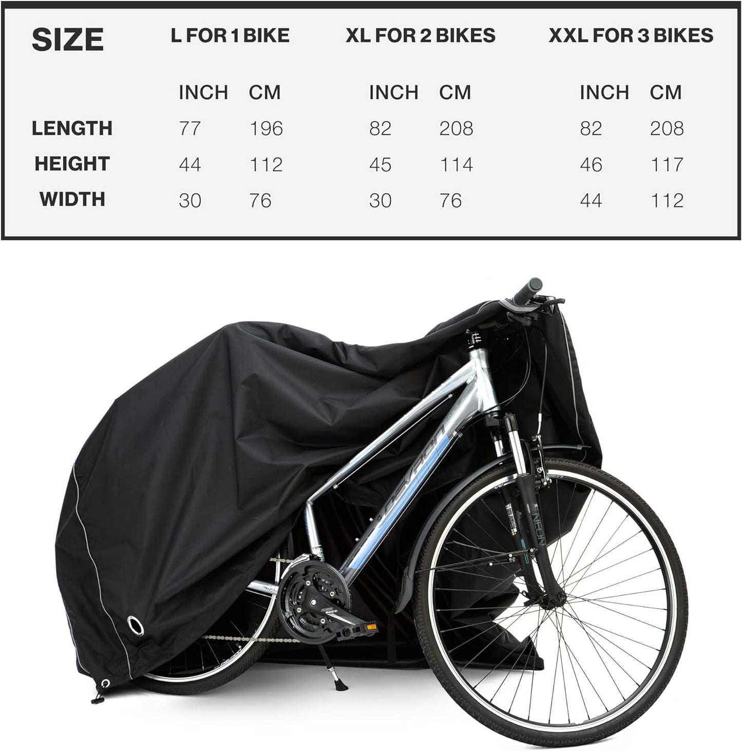 TeamObsidian Bike Cover - Waterproof Outdoor & Indoor Bicycle Storage For 1 to 3 Bikes - Heavy Duty Ripstop 210D Tent Material - Stationary Electric Bike Protection for All Seasons