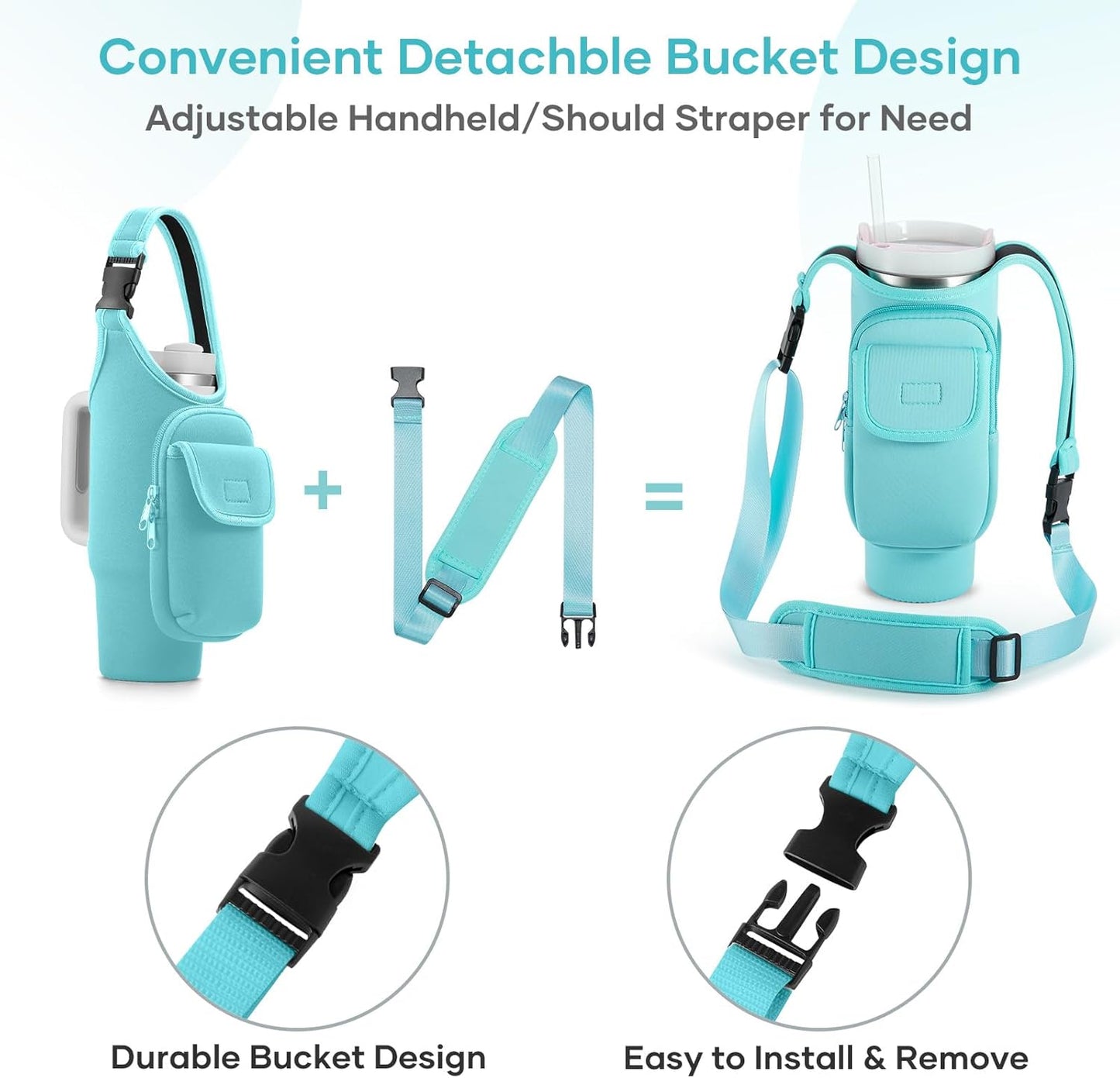Insulated Neoprene Carrier Bag for Stanley 40/30oz Tumbler | Phone & Flap Pockets