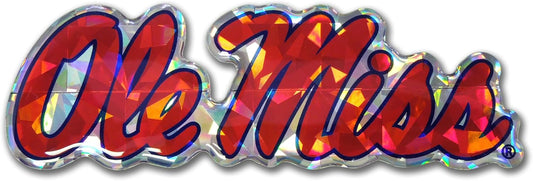 Elektroplate Officially Licensed Ole Miss Red Reflective Decal | Premium 3D Doming All Weather Sticker for Car, Water Bottle, Laptop, Tablet, Window, Cooler, Bumper, Toolbox, Phone | Made in The USA