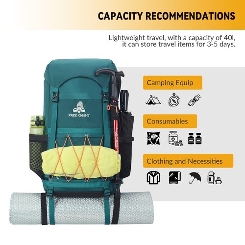 Bseash 40L Waterproof Hiking Backpack with Rain Cover, Outdoor Sport Travel Bag Daypack for Camping Climbing Skiing Cycling (Red)
