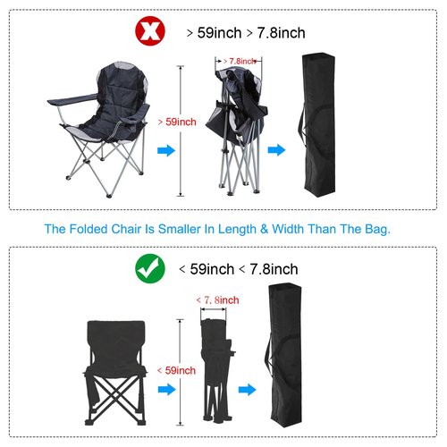 PATIKIL 55 Inch Camp Chair Replacement Bag, Nylon Foldable Carrying Bag Zippered Bag with Shoulder Strap for Camping Tent Travel, Black