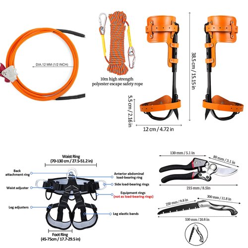 Esayendder Tree Climbing Spikes Set, Tree Climbing Gear, Tree Climbing Gear with Adjustable Climbing Straps and Steel Core Flip Line, Rock Climbing Kit with Triple Lock Lanyard Adjuster