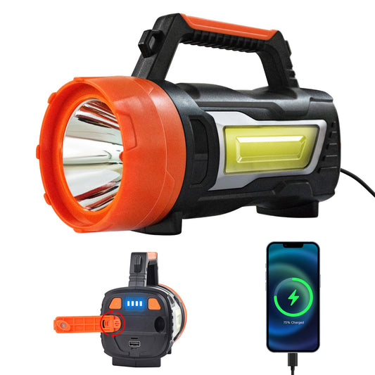 Hand Crank Powered LED Camping Lantern Rechargeable Flashlight, 6 Light Modes, IPX4 Waterproof, Durable, Camping Essentials, Lantern Flashlight for Outdoor Hiking, Hurricane Emergency, Power Outages