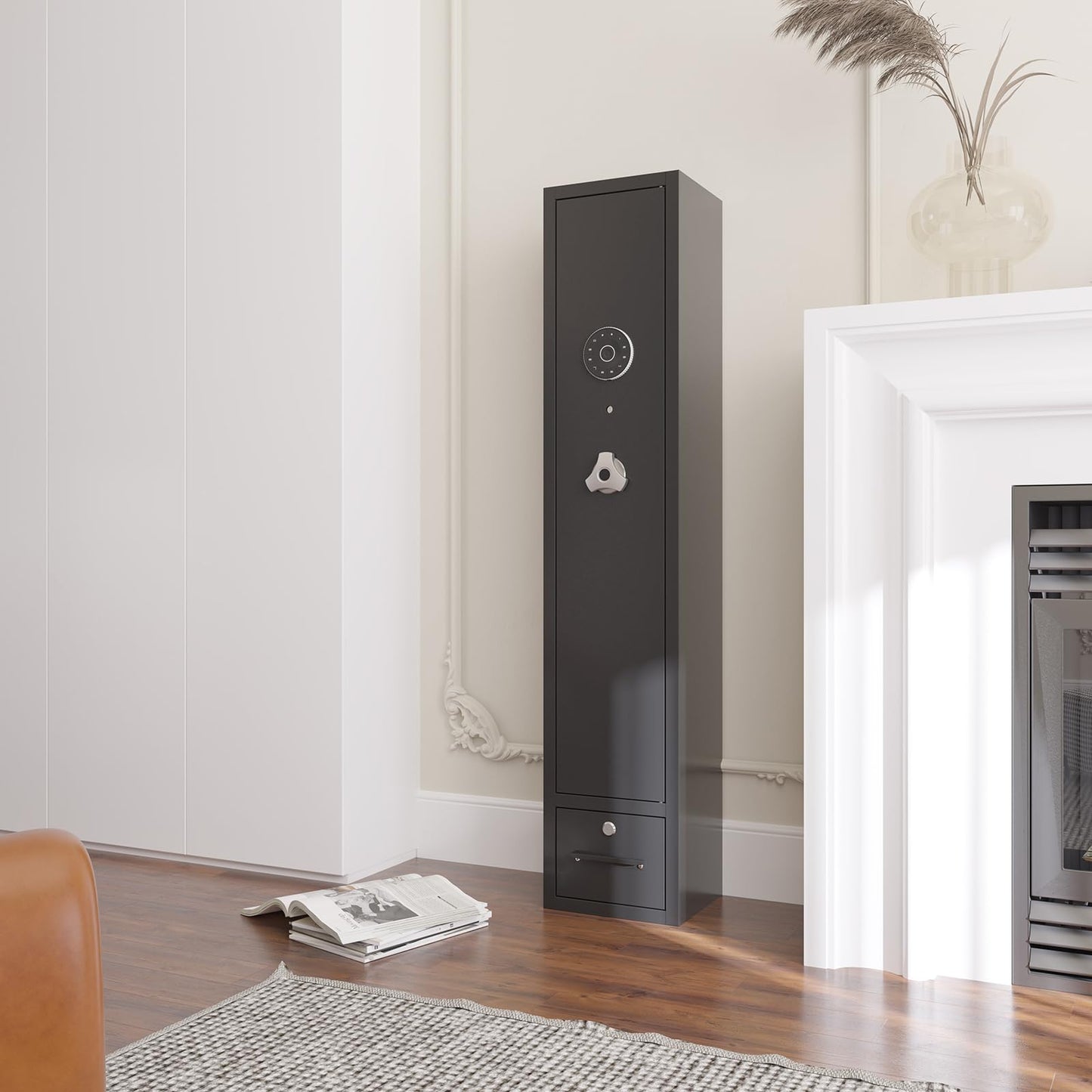 Gun Safe for Rifles and Pistols Gun Safes for 4 Rifles Gun Cabinet for Rifles and Shotguns Steel Rifle Safes for Home Clearance Gun Safe Gun Safes & Cabinets with Drawer Removable Shelf Gun Rack