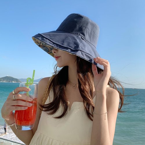 HUAMULAN Women Wide Brim Summer Sun Hat Wired Edge Floral Beach Bucket Fishing Hats Reversible Foldable Travel UV Protection