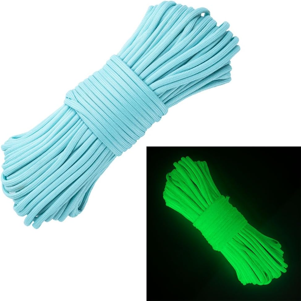 Glow in The Dark 550 Paracord - 100 Feet - 21 Strand - 10 Color Options