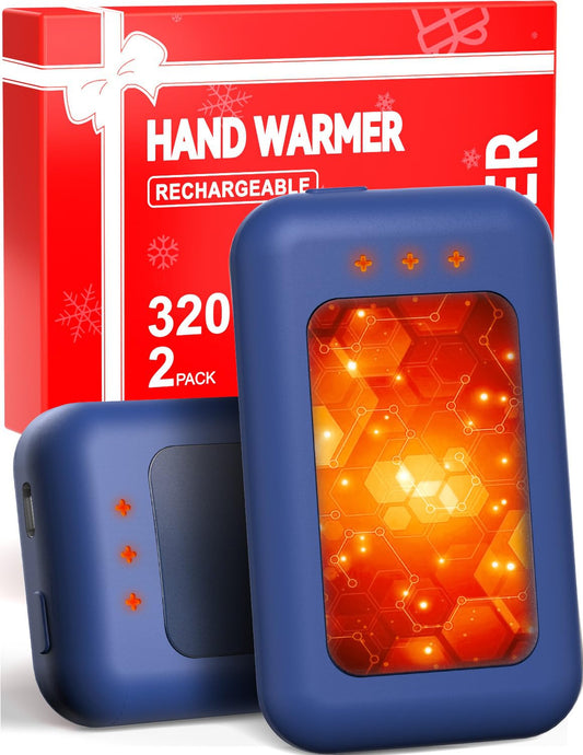 AI Hand Warmers Rechargeable, Reusable Portable Electric Hand Warmer, Fast Intelligent Heating in 1 Second, Gifts for Christmas, Outdoor, Golf, Hunting, Camping Accessories Blue 2Pack