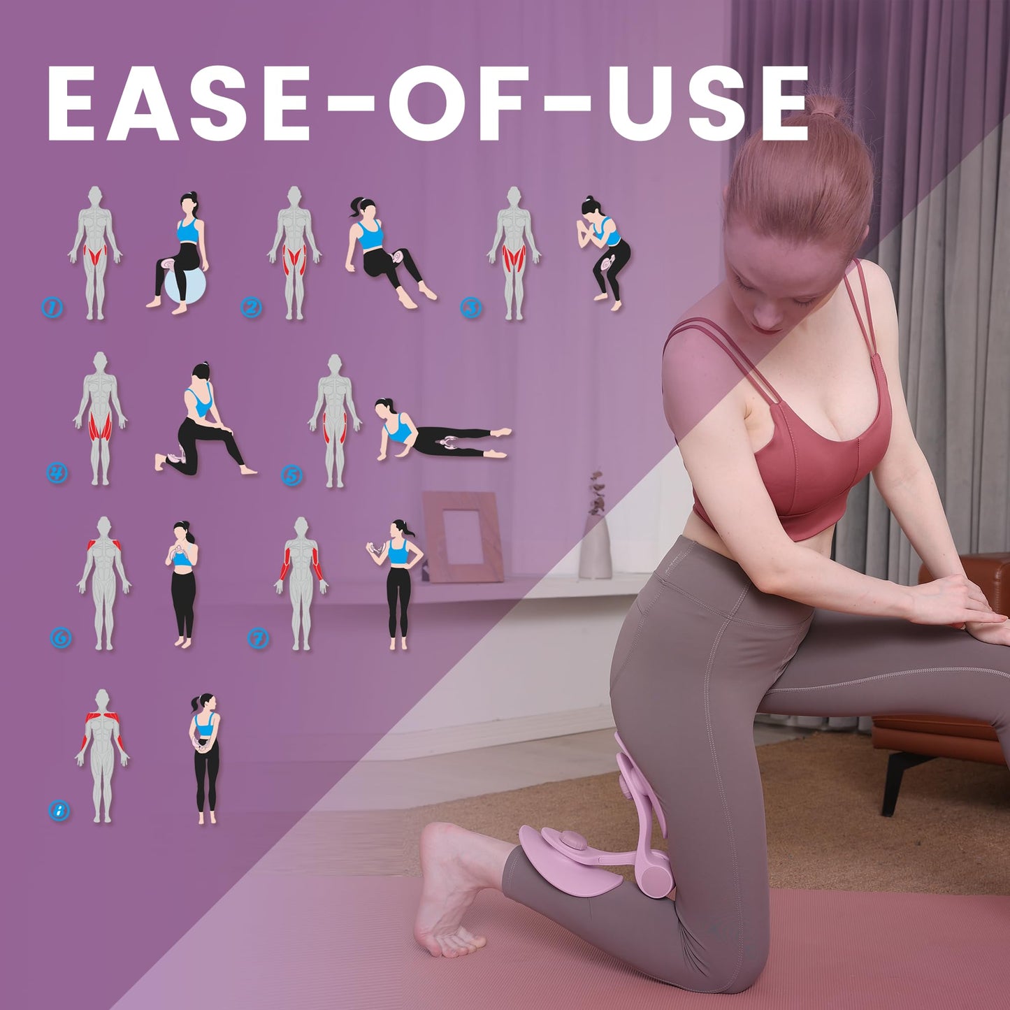 JOYFIYU Thigh Trainer Thigh Exerciser&Resistance Bands，Thigh Toner，Inner Thigh Exercise Equipment，Kegel Exercise Products for Women Tightening，Thigh Exercise Equipment Upgrade 26 Pounds (Pink)