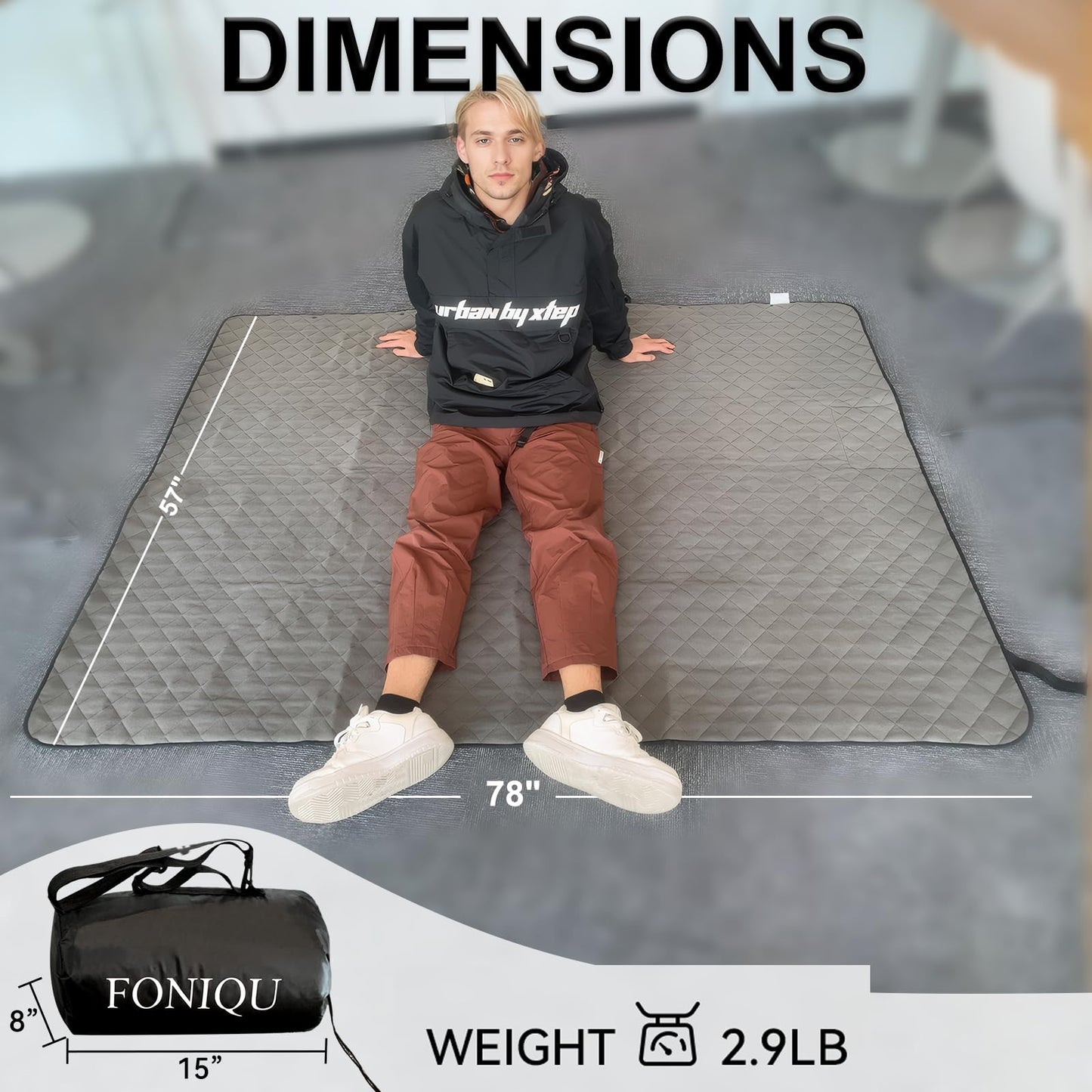 FONIQU Waterproof Camping Blanket for Cold Weather, Extra Thick Fleece Stadium Blanket with Hood, Sports Outdoor Blankets for Concerts, Camping, Car, Picnic - Machine Washable 78 "x 57"