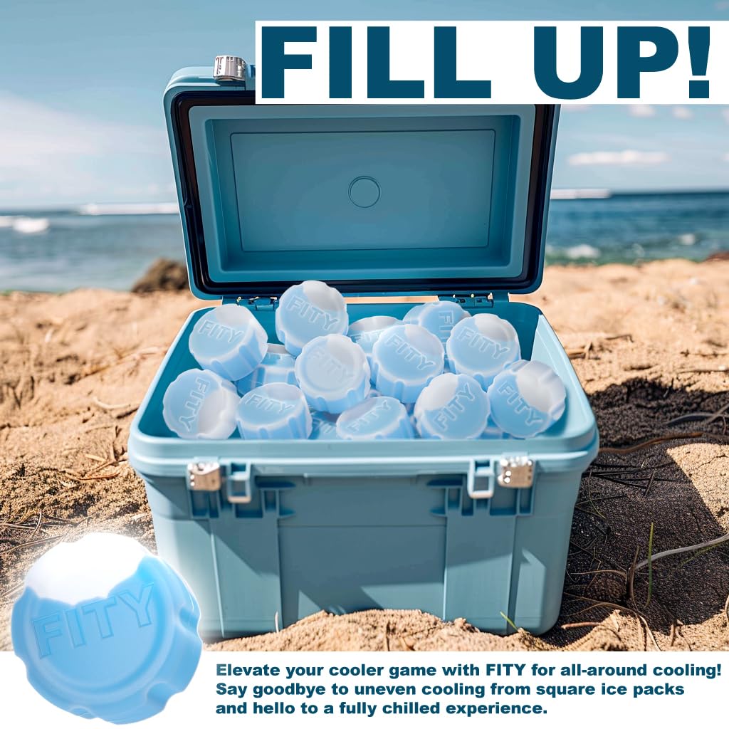 FITY Freeze The 6 Pack - A Space Saving Freezable Ice Pack use w/Lunch Boxes, Diaper Bags, Sore Muscles, 16oz can cooler tumblers, Beach Bags, Coolers, and More. (blue, 6 pack)