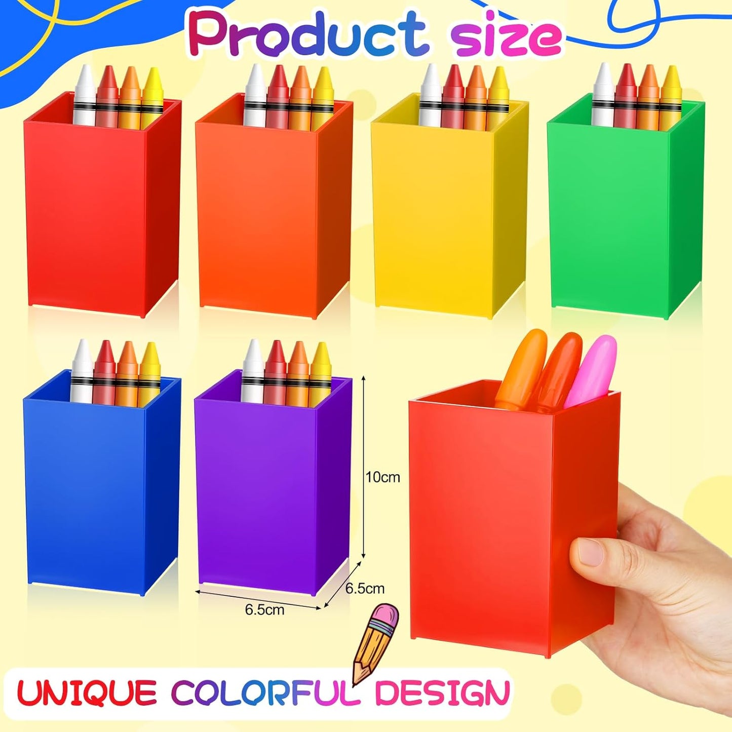 Sherr 12 Pack Back to School Supplies Rainbow Colors Pencil Holder First Day of School Party Acrylic Crayon Organizer for Supplies Gifts Student Desk Organizer