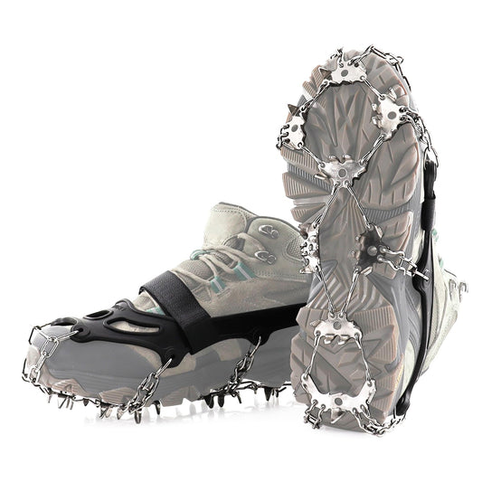 32-Spike Hiking Boots & Shoes Traction Cleats Ice Snow Grips Stainless Steel Anti Slip for Winter Outdoor Activities