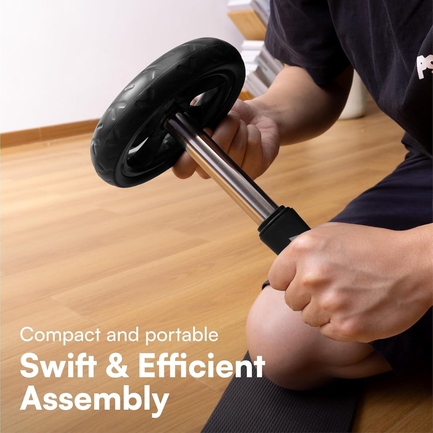 Ab Roller Wheel for Core Workout - Dual Glide Wheels & Thick Knee Pad Mat