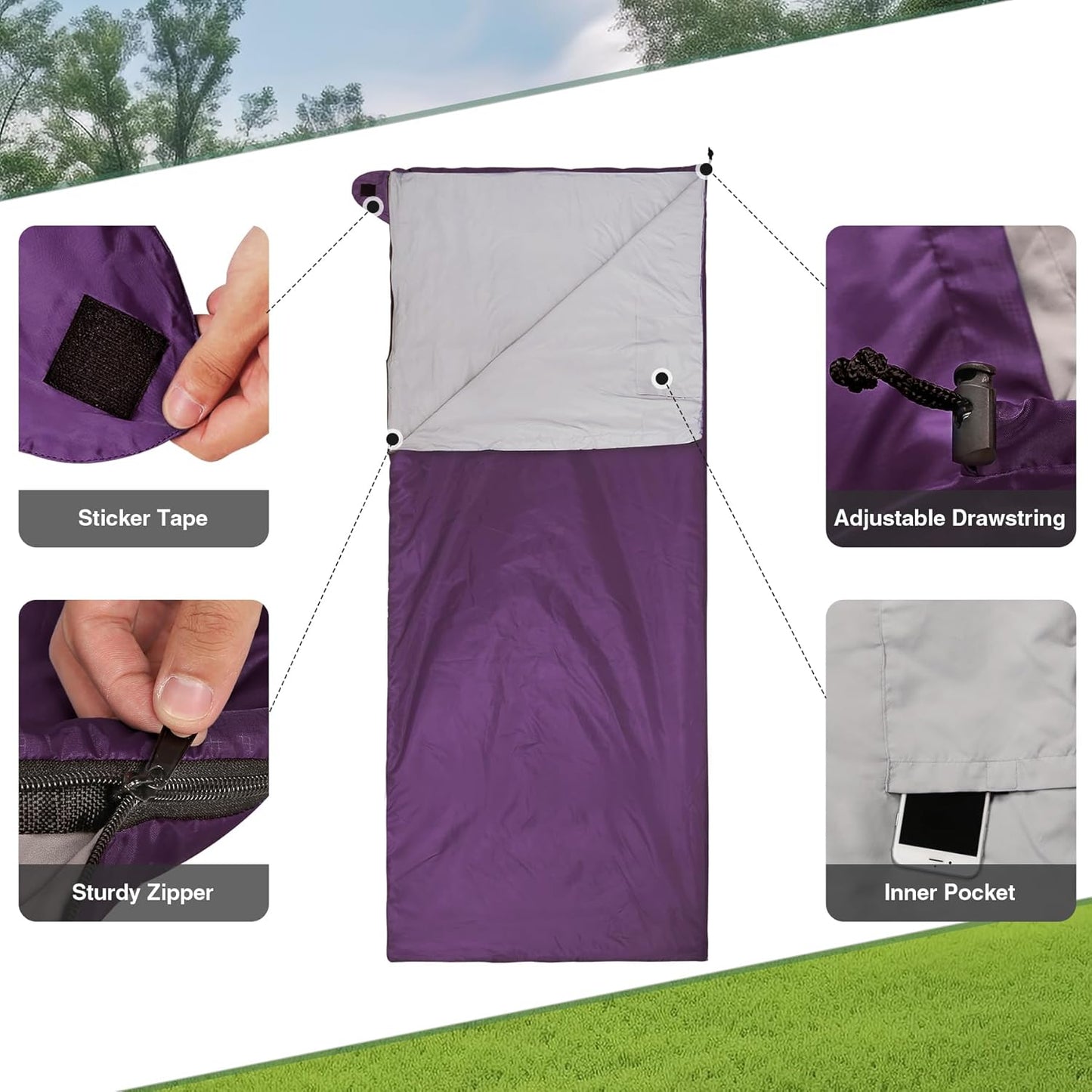 REDCAMP Ultra Lightweight Sleeping Bag for Backpacking, Hiking, Comfort for Adults Warm Weather, with Compression Sack
