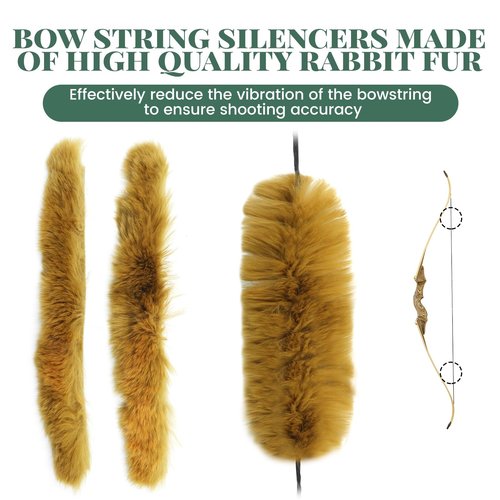 oubert Archery Bow String Silencers Kit Fur Bow Arrow Rest Leather Bow Limb Silencer Strip Archery Bow Silencers Set Accessories for Recurve Bow Longbow