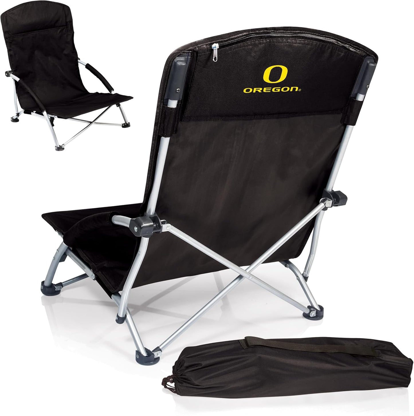 PICNIC TIME NCAA Tranquility Beach Chair with Carry Bag - Low Beach Chair for Adults - Low Lawn Chair