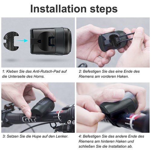 BSSOK Electric Bike Bell, 125db Anti-Theft Alarm Loud Electronic Bicycle Horn, 1 Sound Modes, USB Rechargeable Battery, Waterproof Bike Horn for Mountain Bike/Road Bike/BMX/Adults (Black 1 Sound)