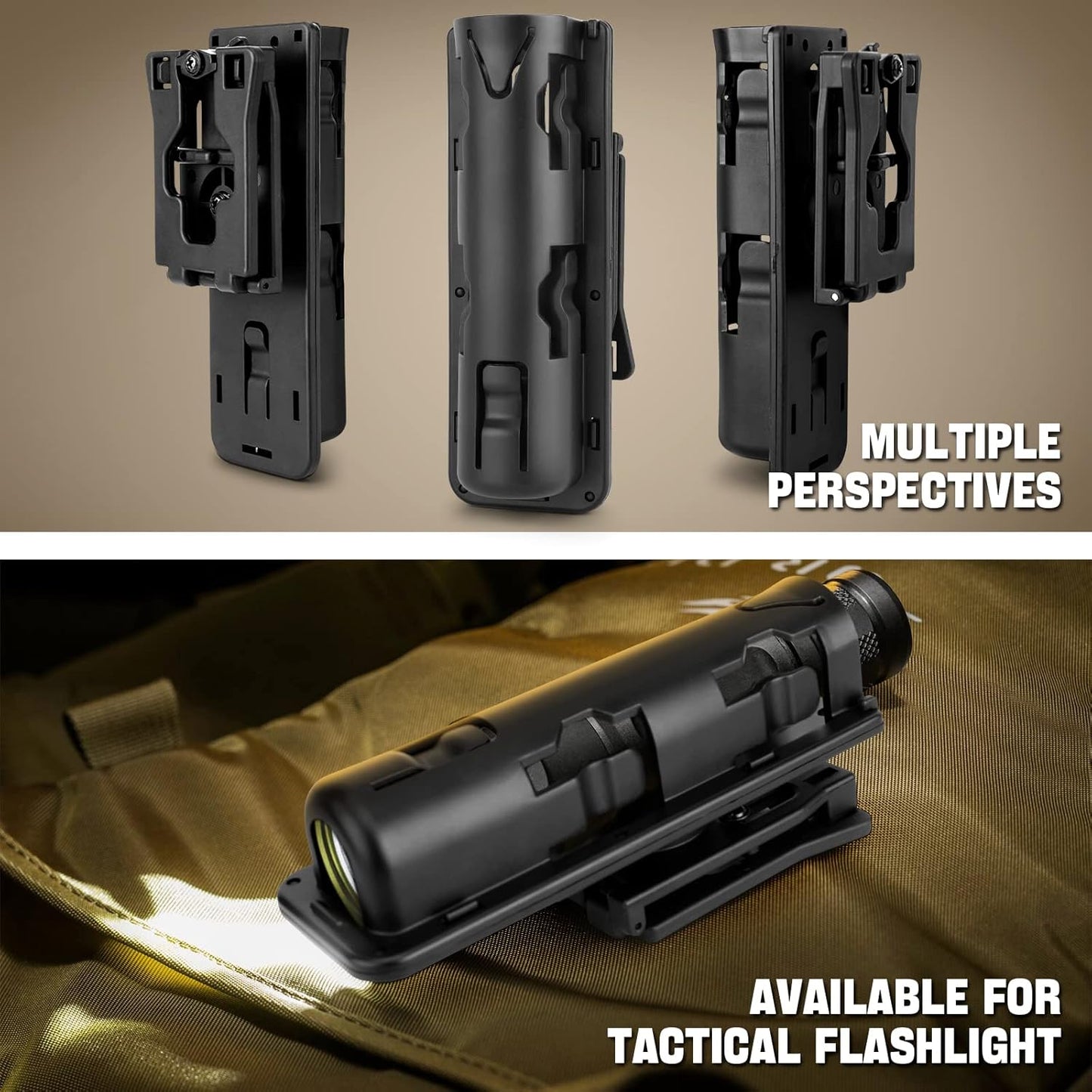 aikeec Baton Holder 360 Degree Rotating Telescopic Baton Pouch, Expandable Baton Holsters,Baton Holder for Duty Belt Tactical Swivelling Flashlight Holsters ABS Case