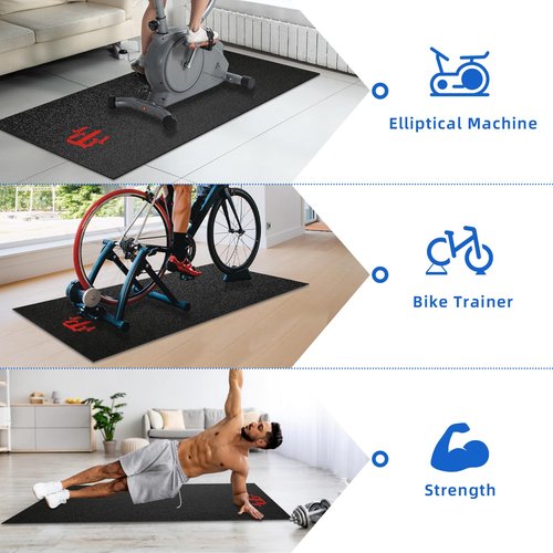 ZTZ Bike Mat Compatible with Peloton Bike,Elliptical,Treadmill Mat, 6mm Thick, Under Exercise Bike Trainer Pad for Indoor Stationary Spin Bike Gym Equipment Hardwood Floor Carpet Protector (36" x 72")