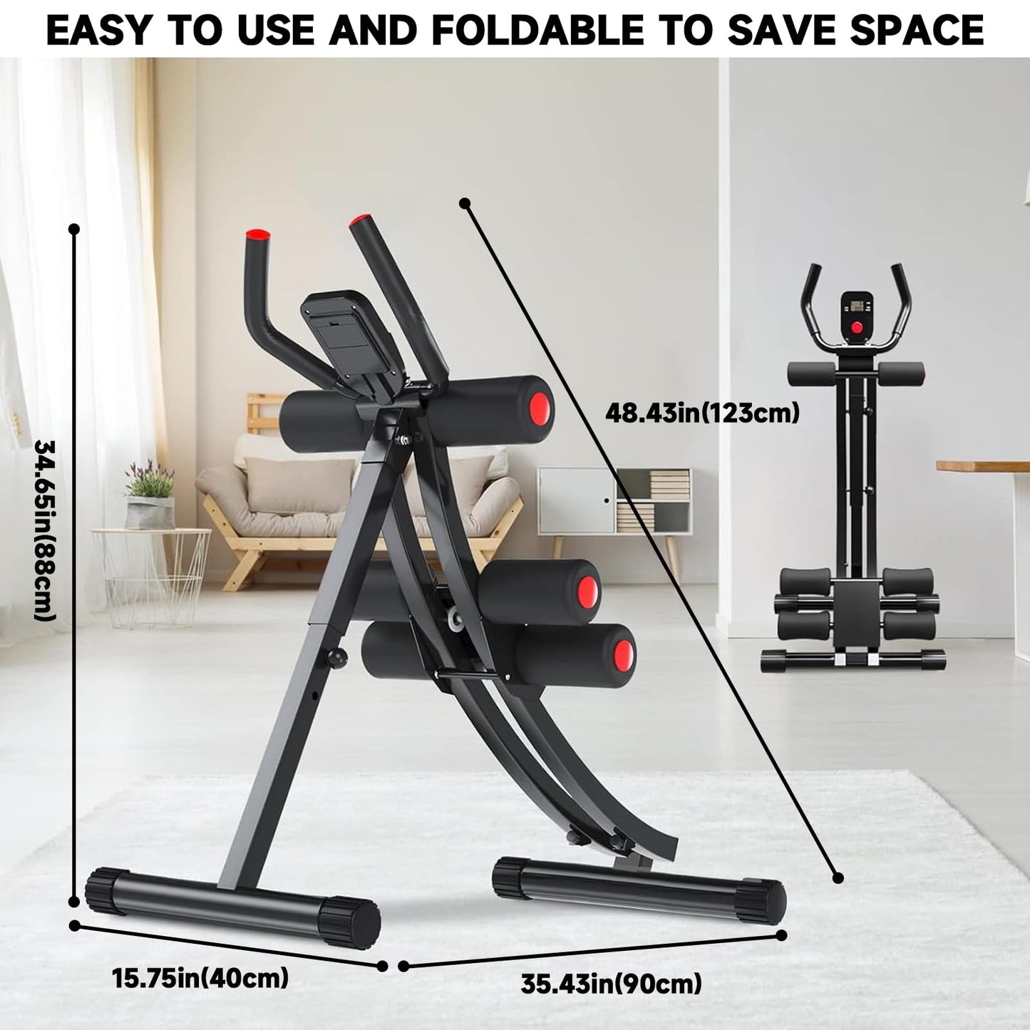 JOBUR abdominal bench Ab abdominal Machine Women's Home Abdominal Exerciser 308lbs Abdominal Compressor Collapsible Abdominal Core Trainer 4-Speed Adjustable Strength Training Machine with LCD Display