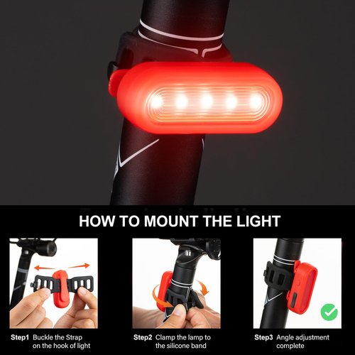 LED Safety Lights Bike Taillights, Bright Red/Green Bicycle Rear Cycling Safety Flashlight, USB C Rechargeable 4 Light Mode Options for Runners, Dogs, Boat, Bike, Walking