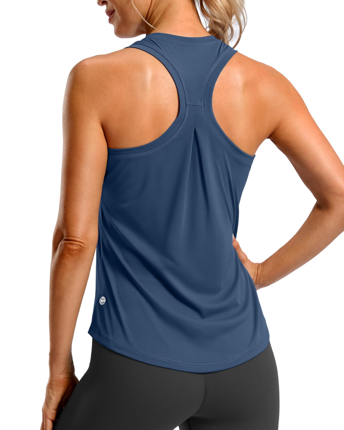 G Gradual Women's Workout Tank Tops Racerback Athletic Yoga Tops Loose Fit Sleeveless Running Gym Sports Shirts for Women(Navy,M)