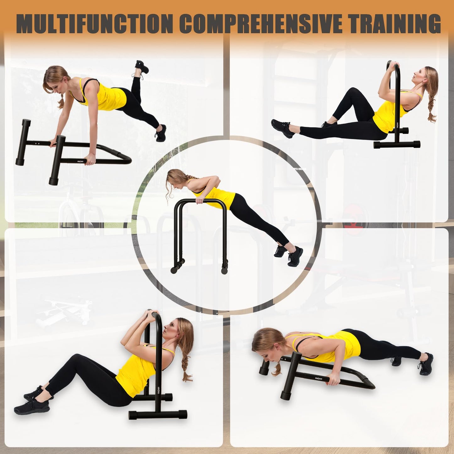 Adjustable Dip Bar, Dip Stand Station, Strength Training Founctional Dip Bar for Home, Portable Dip Bar, Fitness Equipment, Push Up Stand (Black)