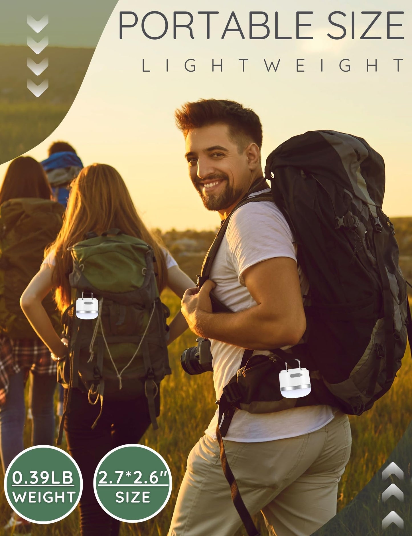 Joyzy Rechargeable LED Camping Lantern - 5 Light Modes, 600lm Outdoor Light, Mini Hanging Lamp for Fishing, Car or House Emergency Kit (White)