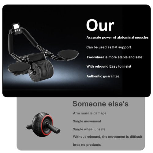 Pafal Elbow Support Automatic Rebound Abdominal Wheel,Ab Roller for Abdominal Exercise Machine,Dolly Core Strengthening Trainer Fitness Belly Training Ab Roller