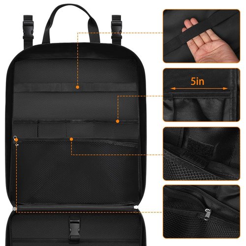 Yorkenbe Large Camp Kitchen Organizer, High Capacity Camping Cooking Utensils Bag, with Paper Towel Holder, Multi-pocket Waterproof Camping Utensils Holder for BBQ Outdoor Cooking Essentials