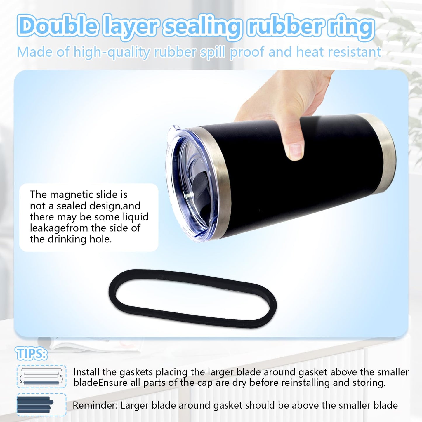 3 Pack 20 oz Tumbler Lid, Magnetic Slider Replacement Lids for YETI 20 oz Tumbler, 10/24 oz Mug and 10 oz Lowball, Spill Proof Cup Lids Covers Compatible for Ozark Trail, Old Style Rtic, BPA Free