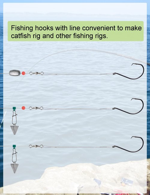 YVUDW Circle Hook with Steel Wire Leaders for Fishing Saltwater 30pcs Circle Hooks Rigs Steel Leader with Circle Hook Catfish Rig