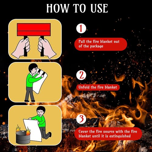 Saysurey 8 Pack Fire Blanket Fiberglass Fire Emergency Blanket 59 x 59 Inch Flame Retardant Fire Suppression Blanket Fireproof Emergency Survival Fire Blanket for Home Kitchen Car Office Warehouse