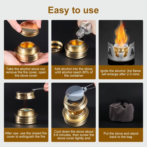 LSOSVSEU Mini Alcohol Stove Alcohol Burner, Lightweight Brass Spirit Burner with Aluminium Stand, Backpacking Stove for Outdoor Camping, Hiking, Backpacking, Picnic (Green)