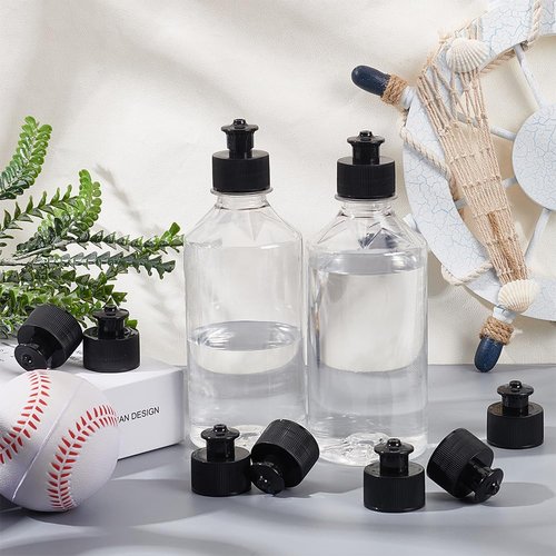 OLYCRAFT 100Pcs 28/410 Black Plastic Push Pull Replacement Caps 28mm Inner Diameter Twisted Sport Bottle Lid Plastic Water Bottle Cap for Water Bottle Replacement Tops Sport Bottle Lid