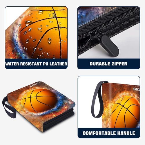 HESTECH Basketball Card Binder with Sleeves 900 Pockets Ring Trading Playing Collection Card Holder Photo Albums Storage Large Organizer Big Case with 50 Pages Removable Sleeves for Sports Game Cards