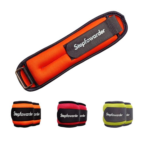 Stepfowarder Ankle/Wrist Weights a Pair Available in 0.65Lbs, 1.0Lbs, 2.0Lbs, Comfort and Security Perfect for Kids Women & Men, Walking, Dance, Aerobics, Cardio Exercises (2 * 0.65Lbs - Orange)
