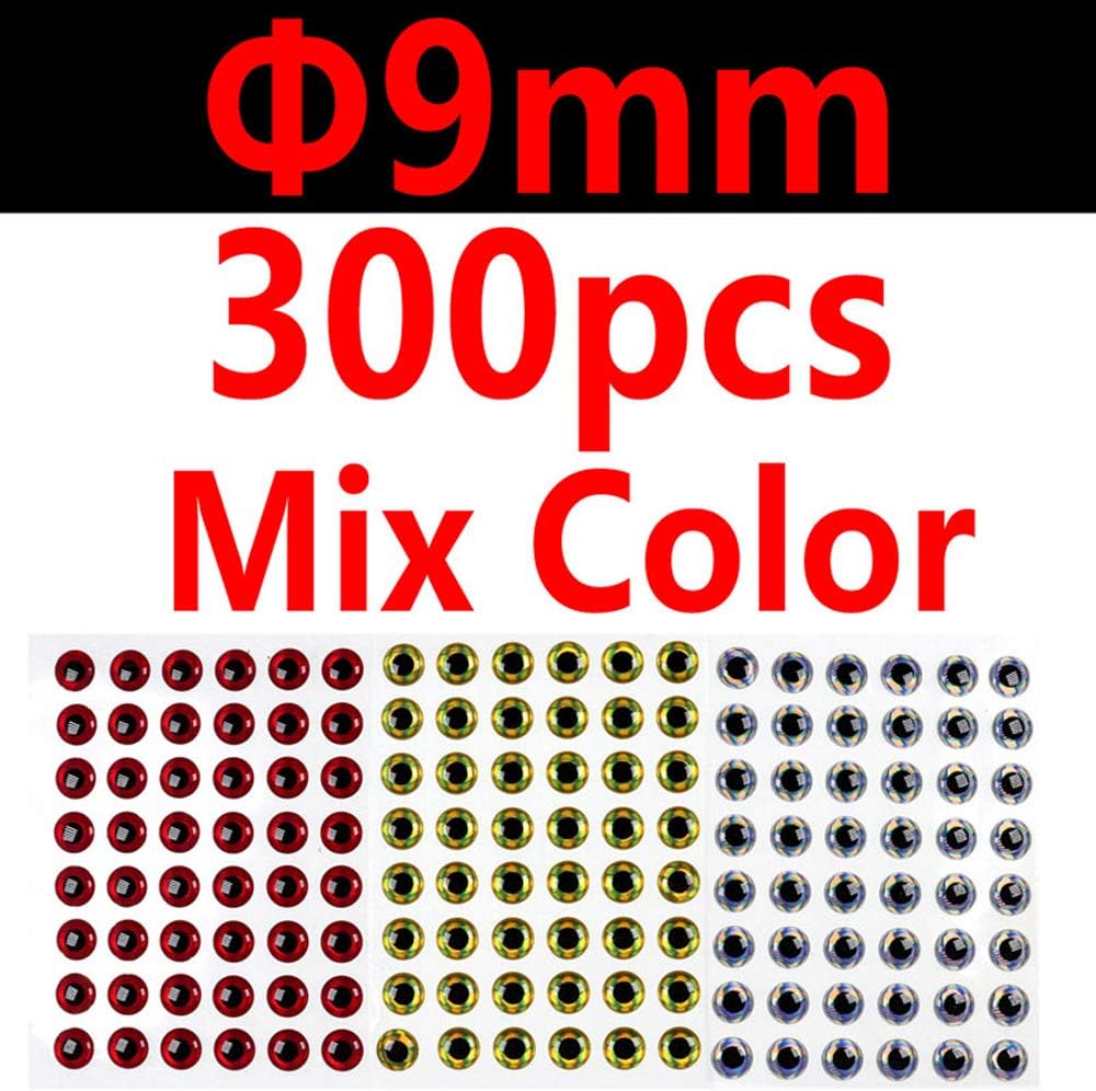 wifreo 300PCS 3D Bionic Fish Eyes Fly Tying Material Lure Eyes 2mm 3mm 4mm 5mm 6mm 7mm 8mm 9mm 10mm